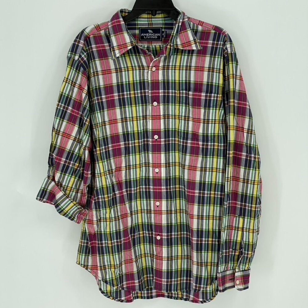 American Living Men's Casual Plaid Button Down